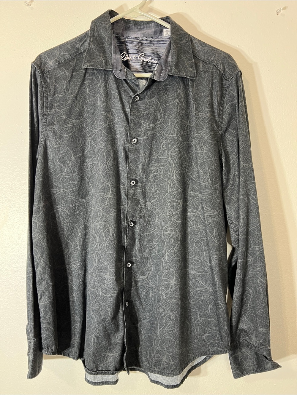 Robert Graham Gray Swirl-Pattern Long Sleeve Button-Down Shirt
